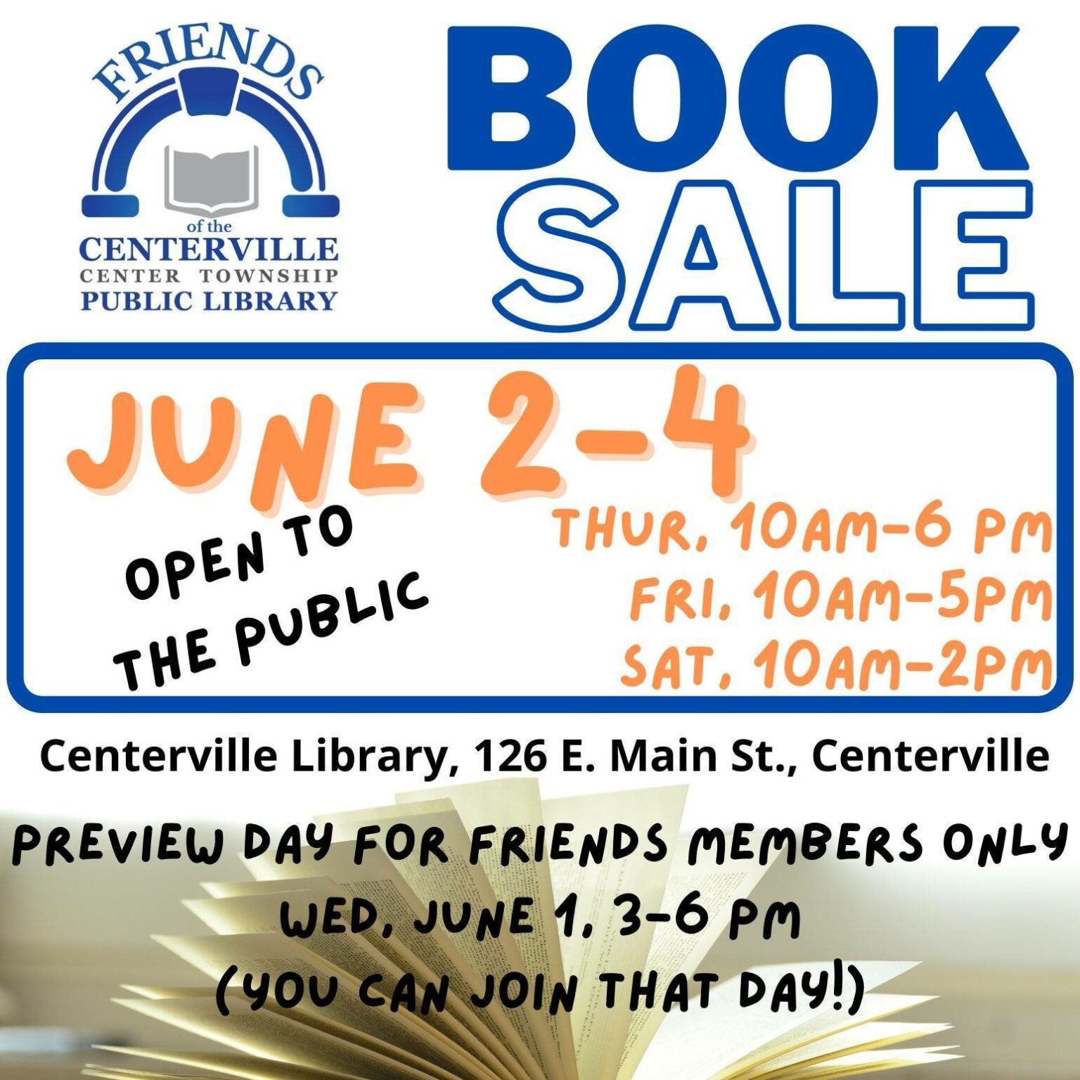 Friends of the Library Book Sale Centerville Public Library